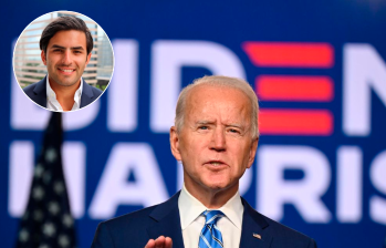 En la imagen el presidente Joe Biden y en la foto detalle Marco Frieri, quien es nuevo director de medios hispanos en el Comité Nacional Demócrata. FOTOS: AFP y cortesía