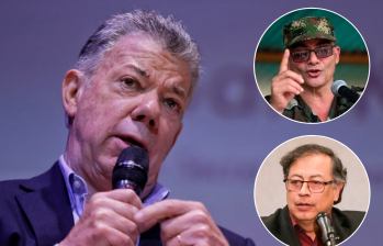 Santos aseguró que el presidente Petro tendrá que explicarle a la comunidad internacional por qué si las Farc desaparecieron en 2016, él negocia con un grupo que reconoce con ese nombre. FOTO COLPRENSA Y AFP