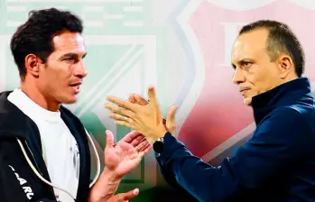 Lso técnicos Diego Arias y Alejandro Restrepo esperan mantener a sus equipos en la parte alta de la tabla para obtener la ventaja deportiva en los cuadrangulares semifinales. FOTO EL COLOMBIANO 