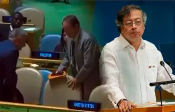 La delegación se retiró apenas unos minutos después de que Petro comenzara a hablar. Foto: Captura de pantalla.