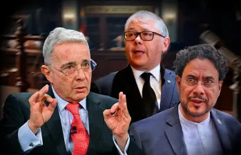 ¿Por qué el magistrado José Luis Barceló (en el centro) habría incurrido en irregularidades en el proceso? No deja de llamar la atención que Barceló asumió como presidente de la Corte el 25 de enero del 2018 y tan solo 20 días después expidió el auto contra Álvaro Uribe. En la imagen, a la derecha, Iván Cepeda. FOTOS EL COLOMBIANO