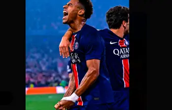 Désiré Doué celebra uno de los dos goles que marcó en la final de la Champions League ante el Inter de Milán. TOMADA X@PSGbrasil