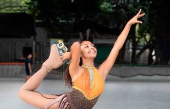 Isabela Amaya Múnera, durante uno de sus entrenamientos en la pista de la Liga en Medellín, antes de viajar a Italia. FOTO Esneyder Gutiérrez