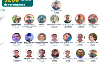 Este es el cartel que empezó a difundir la Policía ofreciendo la recompensa de $200 millones. FOTO: POLICÍA