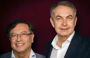 El presidente Gustavo Petro y el exmandatario español José Luis Rodríguez Zapatero. Foto: AFP