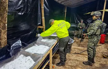 La destrucción del complejo implicaría un golpe de $18.000 millones para el Clan del Golfo, según el Ejército. FOTO: Cortesía Cuarta Brigada