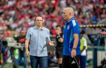 El técnico Alejandro Restrepo ajustó un año en el DIM, llegó en agosto de 2024. FOTO JUAN ANTONIO SÁNCHEZ 