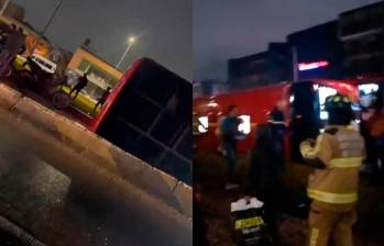 El accidente del bus de Transmilenio que se volcó en Bogotá se produjo en la tarde de este sábado 16 de diciembre. FOTO CAPTURA DE PANTALLA