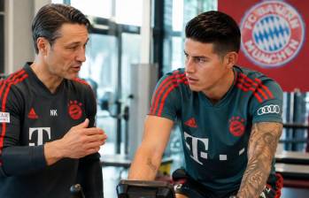 El técnico Niko Kovač junto a James Rodríguez en la etapa en la que coincidieron en el Bayern Munich. FOTO BAYERN MUNICH
