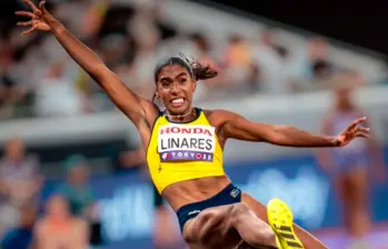 Natalia Linares en su competencia en Tokio donde alcanzó la medalla de bronce. FOTO @worldathletics