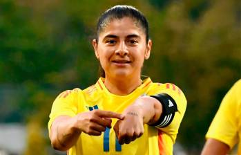 Catalina Usme celebró su tanto contra Corea del Sur, el 62 en su carrera con la camiseta de la Selección. FOTO: Cortesía FCF