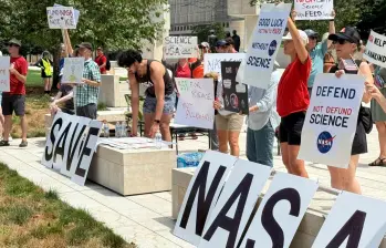Trabajadores de la Nasa protestan contra recortes presupuestales. FOTO TOMADA DE X (@NASAWatch).