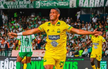 Carlos Henao, autor del gol del triunfo de Bucaramanga ante Nacional. FOTO X-BUCARAMANGA