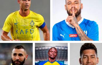 Cristiano Ronaldo, Neymar, Benzema, Mané y Firmino son algunas de las figuras que ya juegan en Arabia Saudita. FOTOS GETTY Y TWITTER DE LOS CLUBES