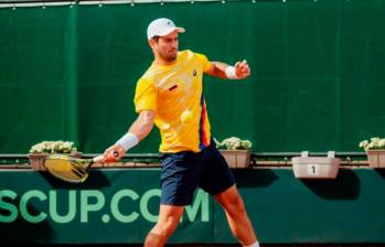 Nicolás Mejía logró una importante victoria para Colombia en la serie de Copa Davis ante Marruecos. FOTO CORTESÍA FEDECOLTENIS