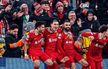 Luis Díaz, Darwin Núñez y Mohamed Salah, entre las figuras de su equipo en un nuevo triunfo por Champions. FOTO: Tomada de X @LFC