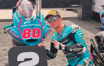 David Alonso, orgulloso por su segundo lugar de partida para el GP de Indonesia. Marcha 11° en su primer año en Moto2. FOTO X-TEAM ASPAR
