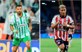 Edwin Cardona puede ganarle una segunda final a Junior tras haberlo vencido en 2014. Por su parte, Teófilo Gutiérrez quiere ganar su séptimo título con el equipo tiburón. FOTO Camilo Suárez y Colprensa