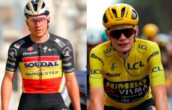 Remco Evenepoel y Jonas Vingegaard, dos de los mejores ciclistas del mundo en los últimos años. FOTOS AFP