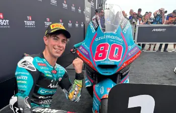 El colombiano David Alonso atraviesa el mejor momento de su temporada en Moto2. Este domingo buscará su primera victoria en la categoría. FOTO: X-TEAM ASPAR