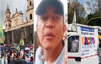 Bolívar estuvo acompañado, entre otras, de la exministra de Salud, Carolina Corcho, quien es asesora de su campaña. FOTO: Captura de video