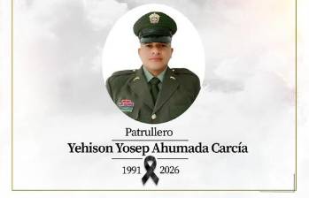Él es el policía Yehison Yosep Ahumada García, quien fue asesinado en medio de una balacera. Foto: cortesía Policía nacional.