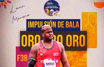 El antioqueño Levin Moreno Denis ganó la medalla de oro en la prueba de la impulsión de bala, clase deportiva F38 y logró Récord Mundial. FOTO CORTESÍA PARAATLETISMO 