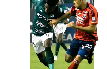 El DIM tuvo durante el primer semestre del año la mejor defensa del torneo colombiano. En Palmira, contra Deportivo Cali, se mostró sólido. Daniel Londoño es uno de los pilares de esa zona del campo. FOTO colprensa