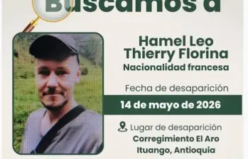 La madre del joven desaparecido informó que perdió contacto con su hijo desde el 16 de abril de 2026. FOTO: Gobernación de Antioquia