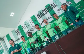 Imágenes de la presentación de los 5 refuerzos de Nacional para este semestre. FOTO ATLÉTICO NACIONAL