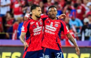 Los delanteros del DIM, Francisco Fydriszewski y Brayan León, elegidos en el once ideal de la fecha 15 de la Liga Betplay. FOTO CAMILO SUÁREZ 