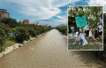 Jornada de limpieza de las riberas del río Medellín. FOTO: Cortesía