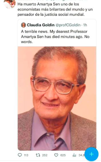 Hija del Nobel de Economía Amartya Sen, desmintió la supuesta muerte de su papá