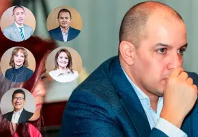 En la foto, los miembros de junta que apoyaron la llegada de Jorge Carrillo a la presidencia de ISA. De izquierda a derecha: Ricardo Roa y David Riaño (arriba); Fabiola Leal y Lucía Díaz (medio); y Luis Ferney Moreno (abajo). FOTO EL COLOMBIANO Y CORTESÍA