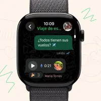 Así se ve la aplicación de WhatsApp instalada en un Apple Watch. FOTO cortesía
