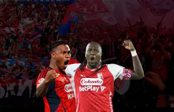 El futbolista Léider Berrío fue el goleador del Medellín en los cuadrangulares con dos celebraciones. Hugo Rodallega el de Santa Fe con cinco tantos. FOTO: ILUSTRACIÓN, EL COLOMBIANO