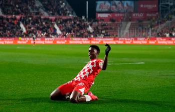 Yaser Asprilla festejando su primer tanto con la camiseta del Girona. FOTO: Getty