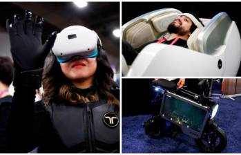 Gafas de realidad virtual y trajes hápticos, sillas de masajes para atención médica y bicicletas eléctricas plegables son algunas de las novedades del CES 2023. FOTOS EFE