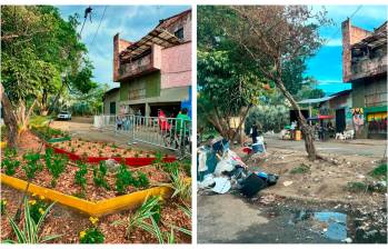 Estas son las dos nuevas caras de Arrabal. La primera, como se ve ahora después de la intervención y la otra es como lucía antes de la misma. FOTOS: CORTESÍA ALCALDÍA DE MEDELLÍN