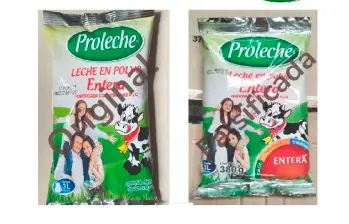 La leche en polvo fraudulenta se está vendiendo bajo el logo de Proleche. FOTO: Invima