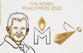 Ales Bialiatski (Bielorrusia) y las organizaciones Memorial (Rusia) y Center for Civil Liberties (Ucrania) ganaron el Nobel de Paz. FOTO: TOMADA DE TWITTER @NobelPrize