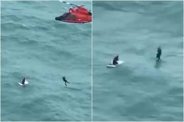 Video | Así fue el rescate de un hombre que naufragó encima de una hielera en la costa de Florida por el huracán Milton