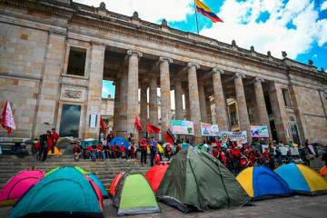 El campamento de Asoinca apoya la reforma a la salud del Gobierno nacional. FOTO AFP