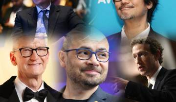 Cinco visiones distintas: Jensen Huang, Hideo Kojima, Tim Cook, Demis Hassabis y Mark Zuckerberg representan los caminos con los que la industria tecnológica redefinió su rumbo este año. FOTOS AFP