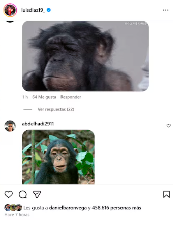 Comentarios racistas en la publicación de Luis Díaz. Foto: Captura de redes @luisdiaz19_
