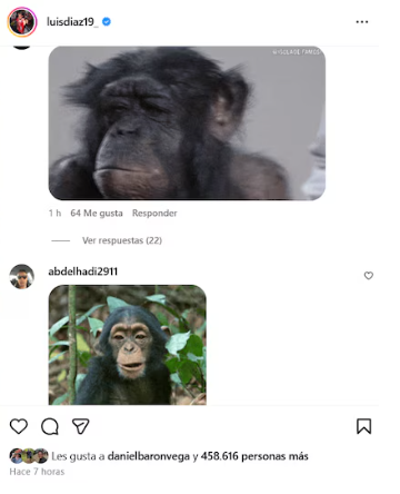 Comentarios racistas en la publicación de Luis Díaz. Foto: Captura de redes @luisdiaz19_