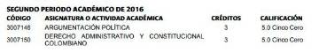Estas son las calificaciones del segundo semestre de Guzmán. 