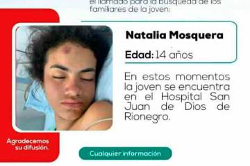 Buscan a la familia de una menor de 14 años que está en coma en hospital de Rionegro
