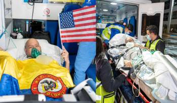 Tras su llegada a Bogotá, continuará su tratamiento en el Hospital Militar Central. Foto: Redes sociales Cancillería @CancilleriaCol