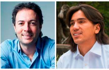 Daniel Quintero (izq.) y Albert Corredor, ahora enfrascados en una disputa en redes sociales. FOTO ARCHIVO